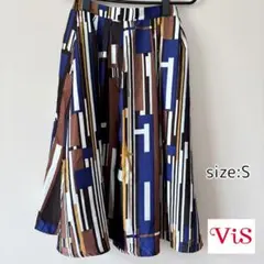 【美品】Vis 幾何学模様 フレアスカート S