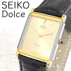 新品電池/SEIKO DOLCE 腕時計 スクエア メンズ クォーツ ゴールド