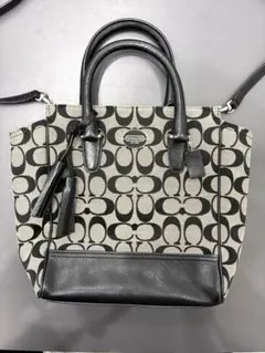 COACH ロゴ柄 ショルダーバッグ ハンドバッグ　ベージュ/ブラック