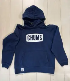 CHUMS ネイビー フード付きパーカー　裏起毛のサムネイル