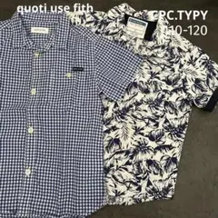 quoti use fifth CPC 半袖シャツ 青白チェック110-120