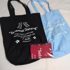 エコバッグセット 黒 水色 赤