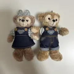 ダッフィー　シェリーメイ　ぬいぐるみバッジ　2016年　デニム　オーバーオール