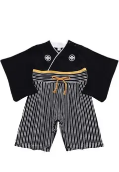 ベビー袴ロンパース男の子 ブラック80cm