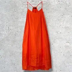 GAP キャミソール 膝下 ロング ワンピース オレンジ 麻 リネン S〜M