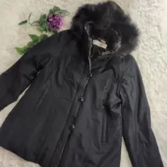 BALMAIN ダウンジャケット シルク ブルーフォックス＆ラビット使用