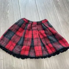 familiar ファミリア　赤と黒のチェック柄フレアスカート　120センチ