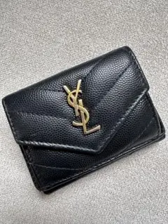 YSL ブラック 二つ折り財布 キルティング - メルカリ
