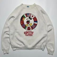 80s ディズニー USA製 スウェット XL 白系 青タグ ＊5610