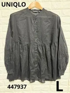 【新品未使用】UNIQLOコットンギャザーブラウス　黒　綿100%