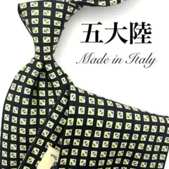 【美品】五大陸 ゴタイリク ネクタイ ブラック ベージュ 格子 総柄 スクエア柄のサムネイル