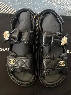 お値下げ　新品同様　25P 新作　シャネル　CHANEL リボンサンダル　35 お値下げ 新品同様 25P 新作 シャネル CHANEL リボンサンダル 35 2024