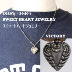 40s　スウィートハートジュエリー　アールデコ　古着　 波　勝利　ヴィクトリー