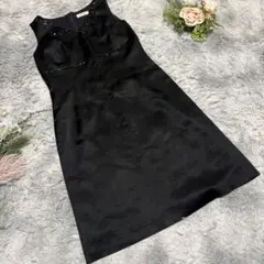 【peyton place】ビーズ装飾付き黒ノースリーブワンピース　パーティ