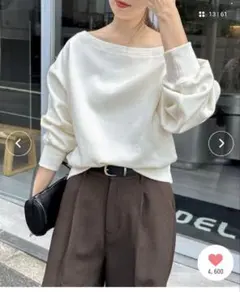 andee オフショルダースウェットトップス オフホワイト