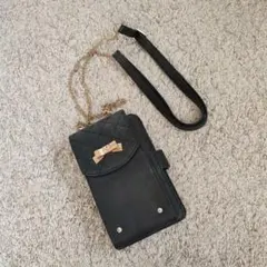 リボン付きキルティングスマホショルダーバッグ