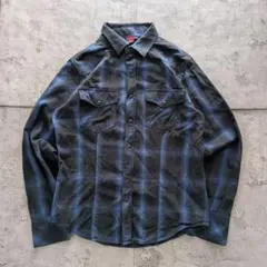 90s オンブレチェック　長袖シャツ　ネルシャツ　コットン　アメカジ　グランジ