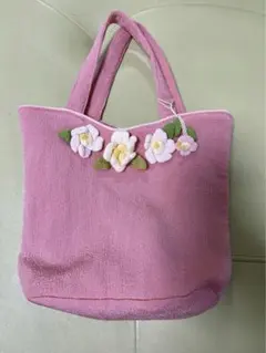 ハンドメイド ピンク トートバッグ