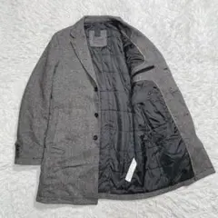 ZARA チェスターコート　ツイード　インナーキルティング　中綿　グレー　L
