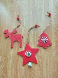 クリスマス 木製オーナメント 3個セット