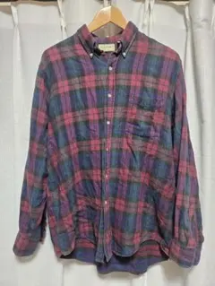 L.L.Bean USA製チェック柄ボタンダウン長袖シャツ