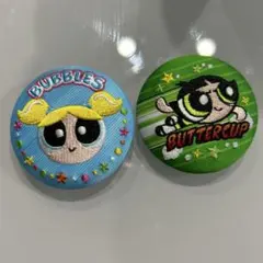 パワーパフガールズ　刺繍 缶バッチ　バブルス バターカップ