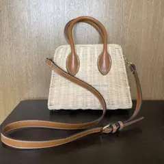 ZARA ラタン ミニかごバッグ ショルダーストラップ付き