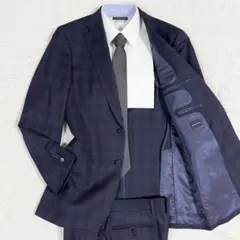 美品✨スーツカンパニー×レダ セットアップスーツ ウィンドウペンチェック 紺 M
