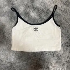 adidas キャミソール L ホワイト/ブラック　ショート丈　クロップド丈