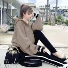 Rady フード付きオーバーサイズパーカー ブラウン