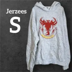 Jerzees 【S】パーカー グレー フロント＆バックプリントのサムネイル