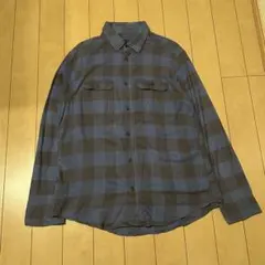 00s GEORGE 長袖 ネルシャツ L ブラック・ブルー アメリカ古着