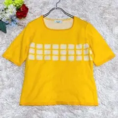 【ピエールカルダン】半袖トップス(M)イエロー 総柄 ストレッチ 日本製のサムネイル