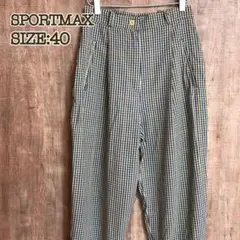 SPORTMAX スポーツマックス ウールパンツ 40 青×ベージュチェック