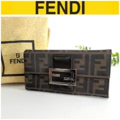 フェンディ ズッカ 長財布 シルバーマンマ金具 キャンバス メンズ