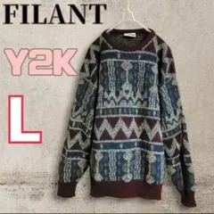 Y2K フィラン FILANT ヴィンテージニットセーター 幾何学模様