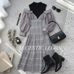 MAJESTIC LEGON レイヤード風 ドッキングワンピース チェック