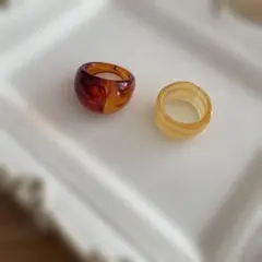 樹脂風 赤褐色と透明のリング
