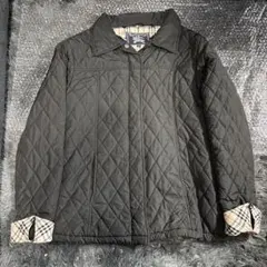 ジャケット キルティング チェック柄 ブラック M 洗濯済