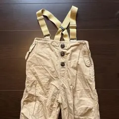 ベージュ サスペンダー付きパンツ 100
