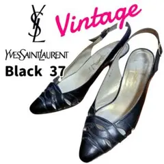 Vintage♥Yves Saint-Laurent本革パンプス36ブラック
