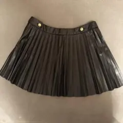 ZARA 黒 フェイクレザー ミニ丈プリーツスカート Lサイズ
