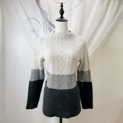 良品　ランバン　ケーブル編み　三色　ロングセーター　ウール　カシミヤ　アンゴラ