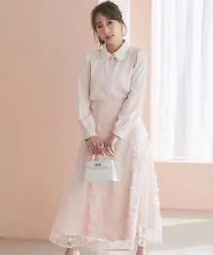 tocco closet luxe 立体フラワーモチーフ刺繍シアーフレアスカート