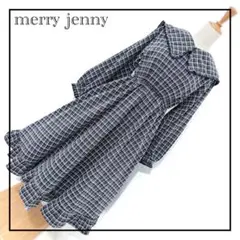 【merry jenny】ビックカラー チェック フリル ワンピース ブラック