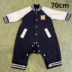 ロンパース・カバーオール 70cm ネイビーグレー