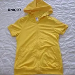 ユニクロ　ドライフードパーカー　 半袖パーカー黄色　M フルジップ
