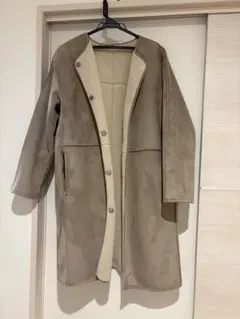 2wayムートンロングコート ブラウン・アイボリー