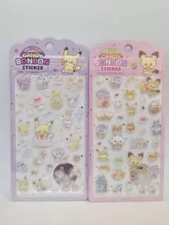 ポケモン　ポケピース　韓国公式品　シール　紫　ピンク　2点セット