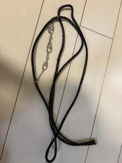 黒の編み込み帯締め シルバー装飾付き